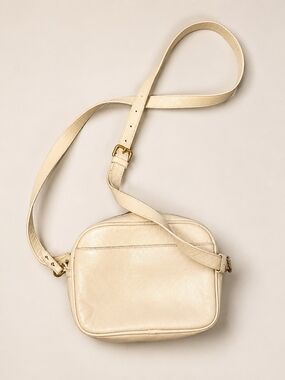 J.Crew Cream Pebbled Leather Crossbody Bag. Gold Hardware